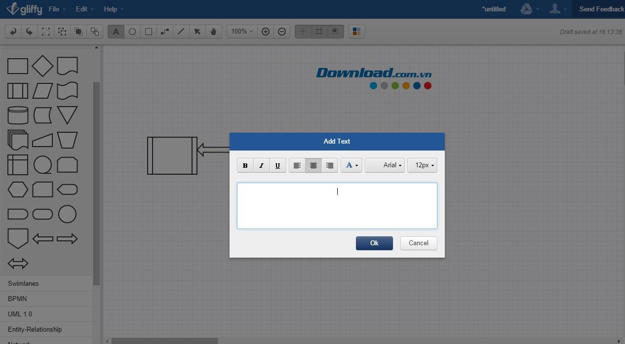 Thêm văn bản vào Gliffy Diagrams