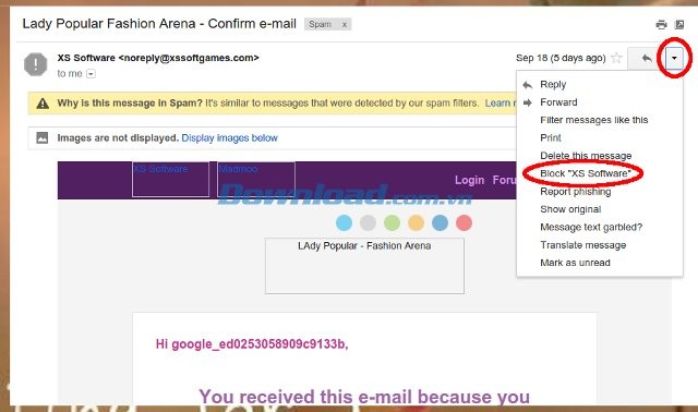 Tính năng chặn email của Gmail