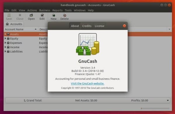 Giao diện GnuCash 3.4