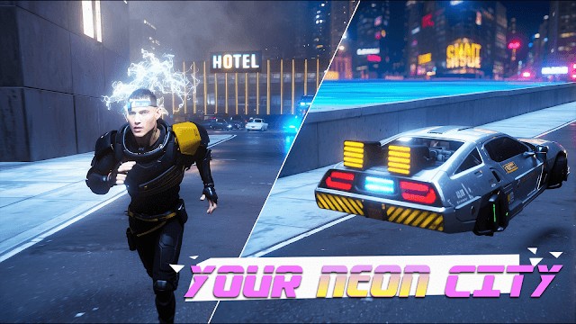 Phiêu lưu khám phá thành phố neon trong tương lai trong game Go To Cyber City 6: Neon Nexus