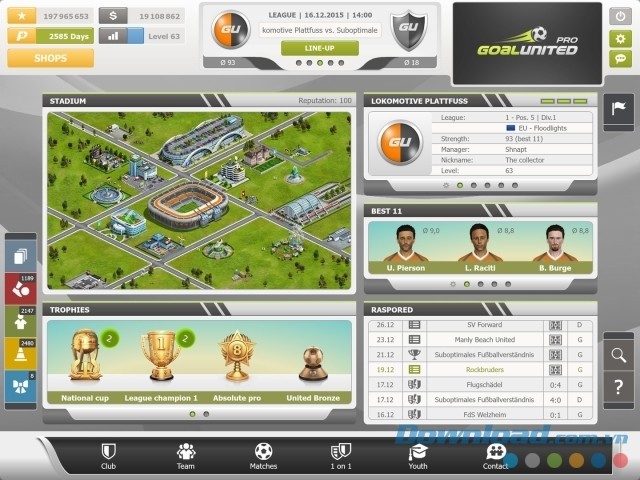 Bản đồ thu nhỏ trong game quản lý bóng đá miễn phí goalunited PRO cho máy tính