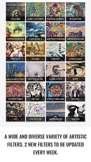 Nhiều bộ lọc nghệ thuật đa dạng và được cập nhật mỗi tuần