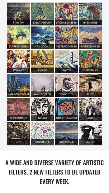 GoArt cung cấp nhiều bộ lọc ấn tượng