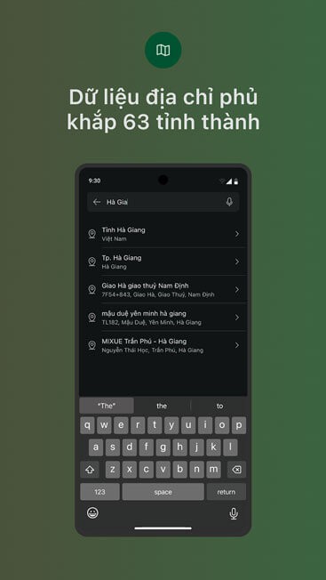 Dữ liệu địa chỉ phủ khắp 63 tỉnh thành