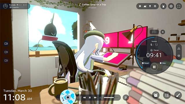 Di chuyển nhân vật, chọn hoạt ảnh và đồng bộ với đồng hồ Pomodoro