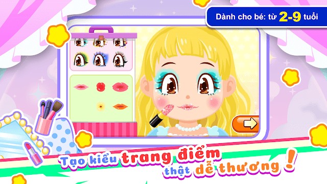 Hoặc game trang điểm dành cho những bé khéo tay