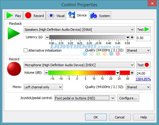 Cửa sổ Control Properties