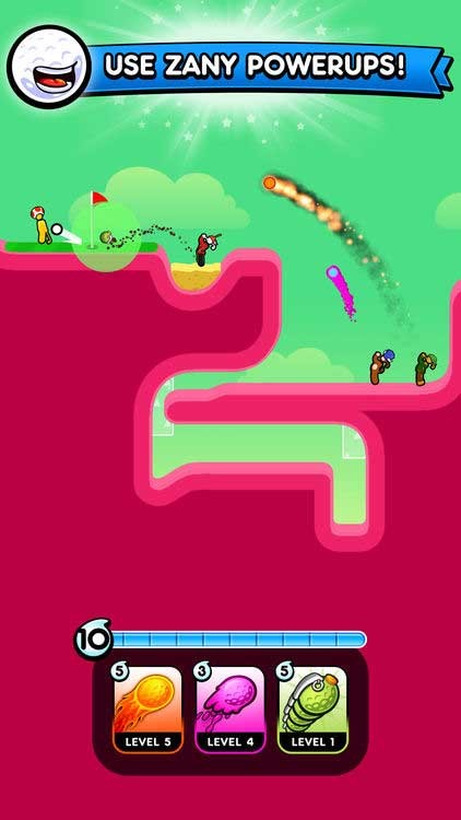 Golf Blitz cho phép bạn sử dụng các vật phẩm trợ giúp để chiếm lợi thế trước đối thủ