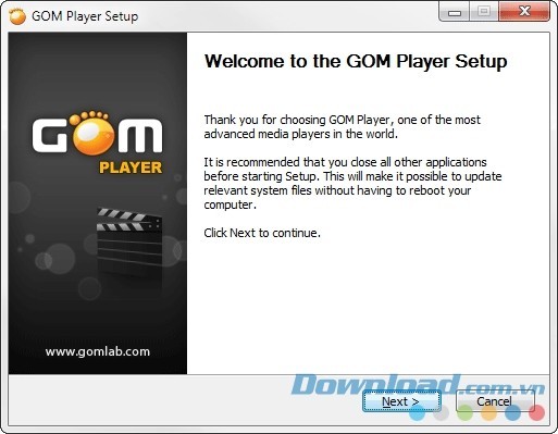 Giao diện cài đặt GOM Player