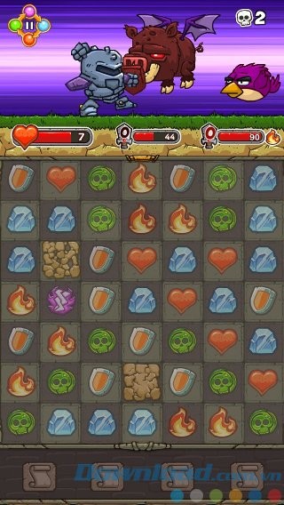 Đấu với nhiều quái trong mỗi level