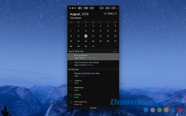 GoodTask cho Mac hỗ trợ nền tối