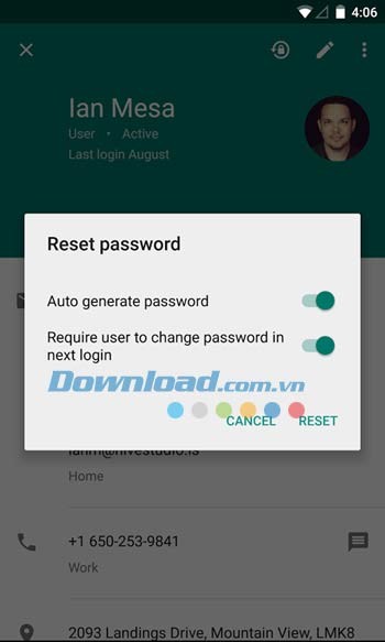 Google Admin cho phép cài lại mật khẩu