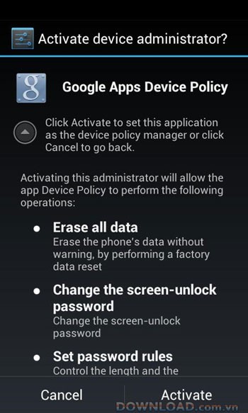 Google Apps Device Policy For Android