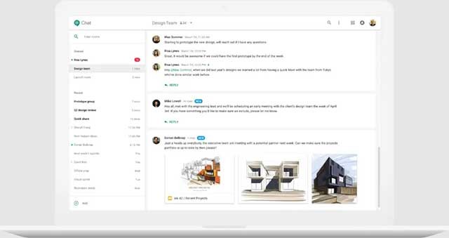 GG Chat được chia thành hai phần, Chat (Trò chuyện) và Space (Không gian)