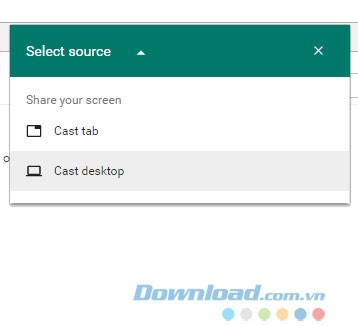 Lựa chọn nguồn chia sẻ màn hình