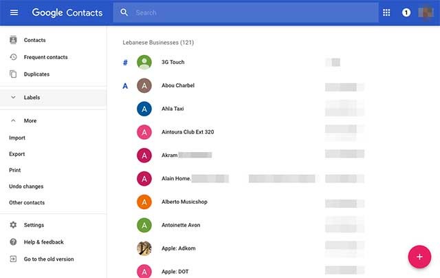 Các nhãn cũng rất tiện dụng để phân chia địa chỉ liên hệ