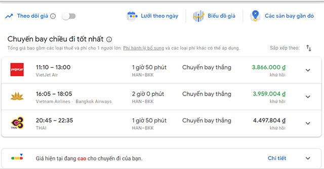Săn vé máy bay giá rẻ trên Google Flights