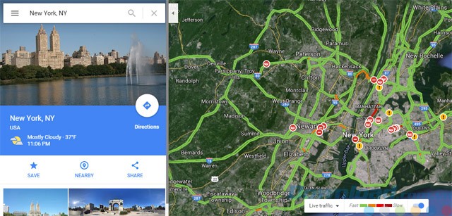 Xem tình hình giao thông hiện tại ở các thành phố lớn trên Goôgle Map