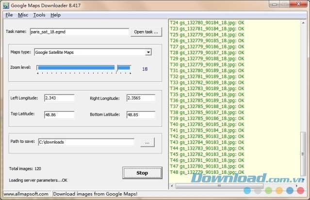 Giao diện Google Maps Downloader