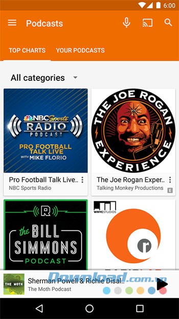 Giao diện sử dụng của ứng dụng Google Play Music