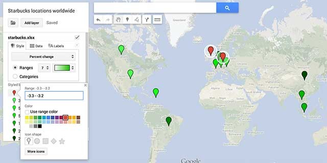 Thêm địa điểm hoặc vẽ các hình dạng lên bất cứ đâu trên bản đồ