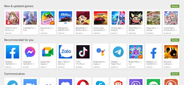 Google Play cho phép người dùng xem và tải các app Android
