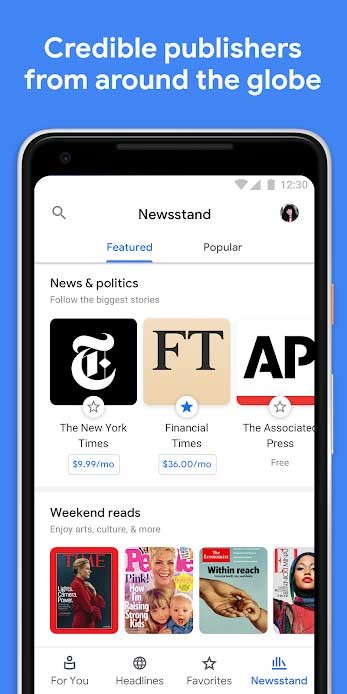 Google News cho Android thu thập thông tin từ nhà xuất bản uy tín