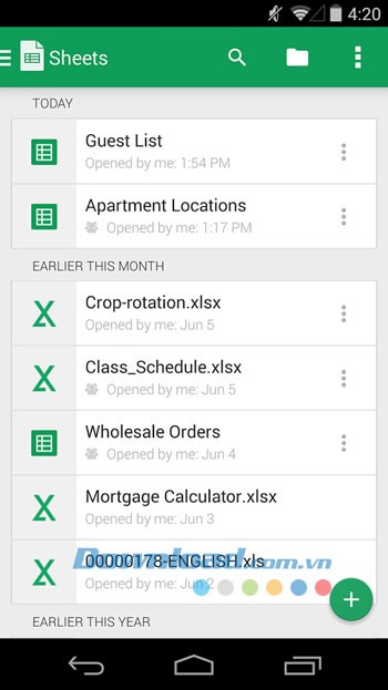 Lịch sử làm việc trên Google Sheets