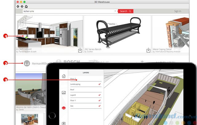 Tìm mô hình 3D trong SketchUp Pro cho Mac