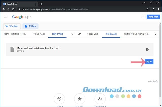 Google Translate dịch tài liệu
