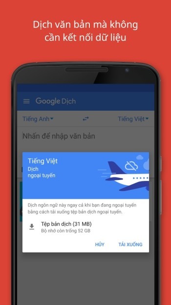 Dịch văn bản không cần kết nối mạng trên Google Dịch cho Android