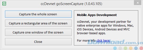 Giao diện của goScreenCapture