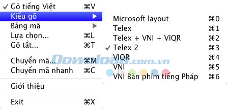 Lựa chọn kiểu gõ tiếng Việt
