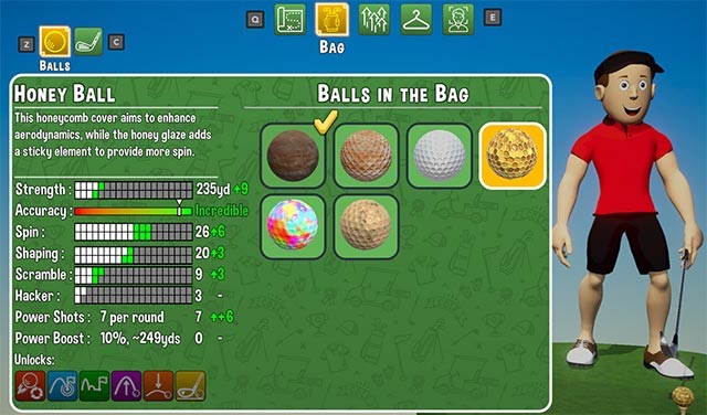 Cửa hàng Gowf bán rất nhiều loại bóng, gậy golf và trang bị khác nhau