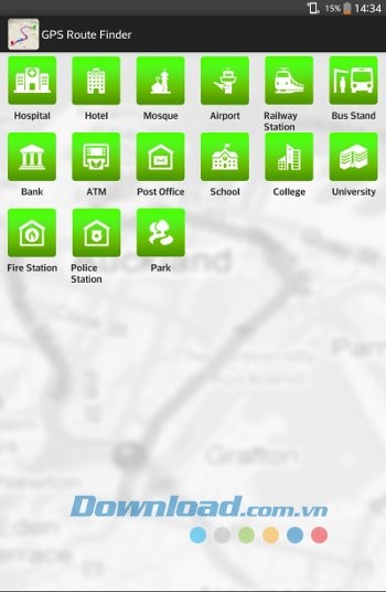 Các địa điểm hỗ trợ của GPS Route Finder