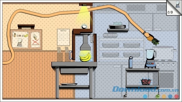 Sử dụng tay để nắm lấy hoa quả và nhiều đồ vật khác trong game trí tuệ Grab the Bottle