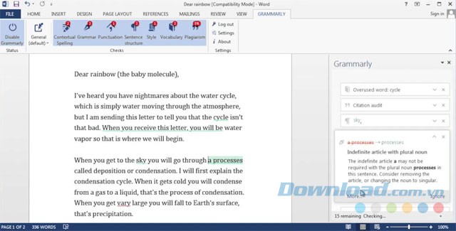 Kiểm tra lỗi chính tả, ngữ pháp bằng Grammarly