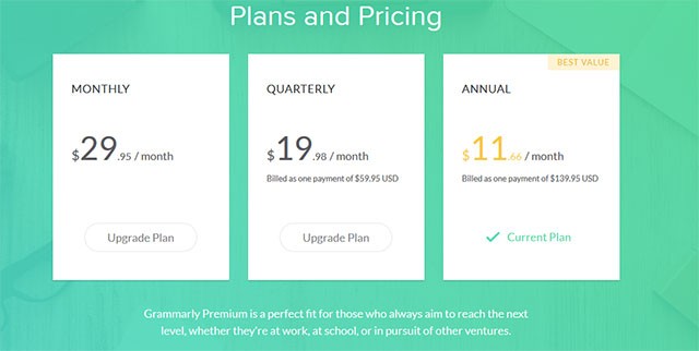 Nâng cấp gói thuê bao Grammarly Premium với nhiều tính năng mở rộng quan trọng