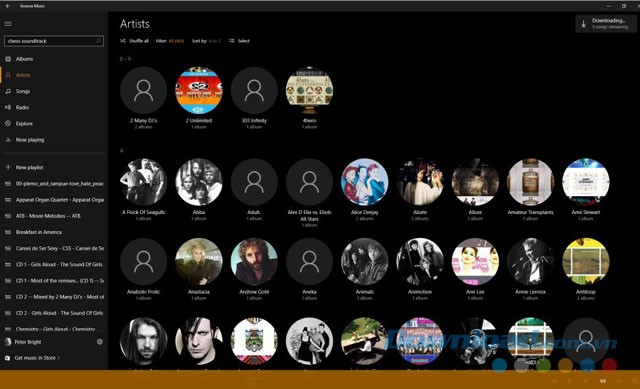 Tìm kiếm bài hát theo nghệ sĩ