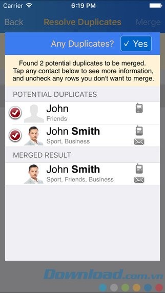 Xóa số liên lạc trùng lặp