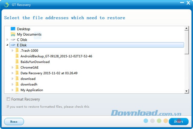 Chọn các hình thức quét dữ liệu và bắt đầu quét