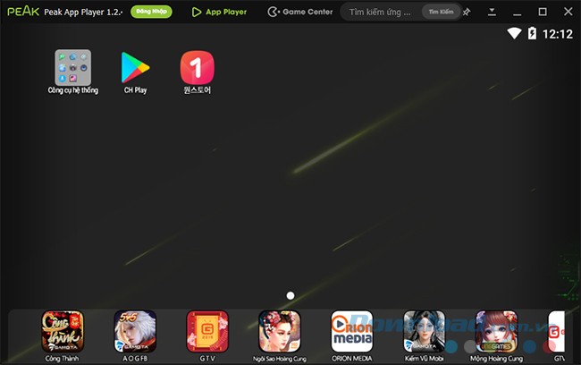 Giao diện chính của giả lập GTV Player