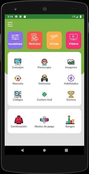 Guia de Fr33 Pro có nhiều mục để bạn khám phá