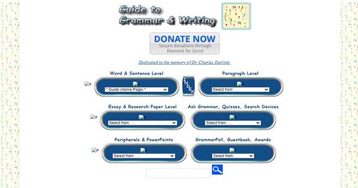 Guide to Grammar and Writing là trang web học ngữ pháp tiếng Anh chi tiết
