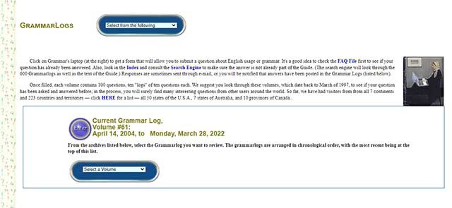Trang web có một bộ sưu tập khổng lồ các nguồn ngữ pháp tiếng Anh