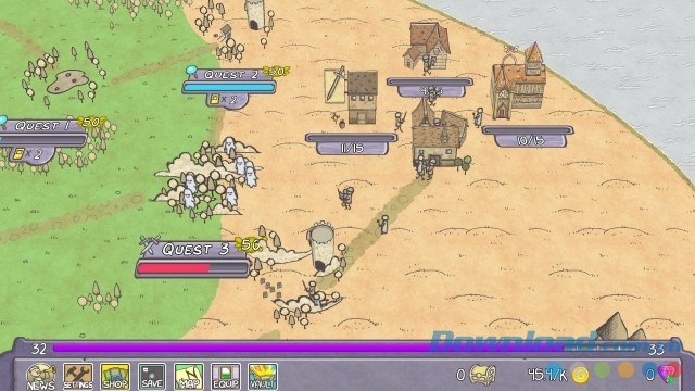 Cử quân lính đi thực hiện các nhiệm vụ trong game chiến thuật miễn phí Guild Quest cho máy tính và Mac