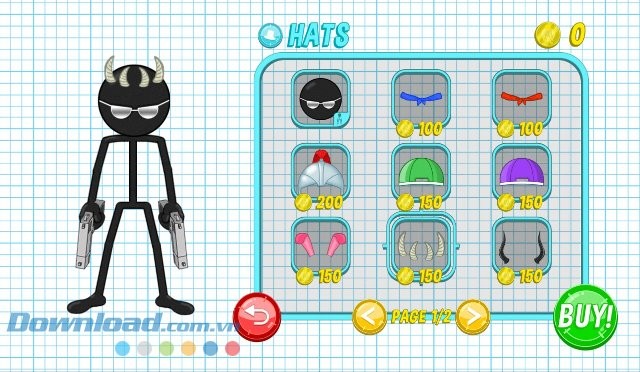 Tùy biến nhân vật trong game Gun Fu: Stickman 2