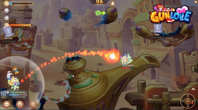 Giao diện bắn súng trong Gun Love cho Android