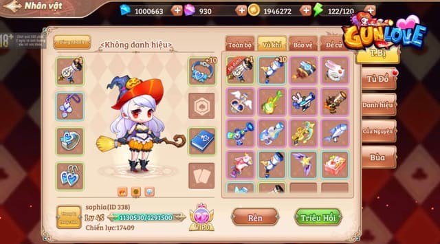 Danh hiệu người chơi trên Gun Love cho Android
