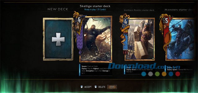 Tùy chỉnh bộ bài trong game chiến thuật miễn phí Gwent: The Witcher Card Game cho máy tính